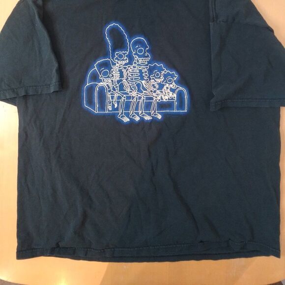 Vintage Simpsons Couch Skeletons Glow In Dark T-Shirt - Picture 3 of 9